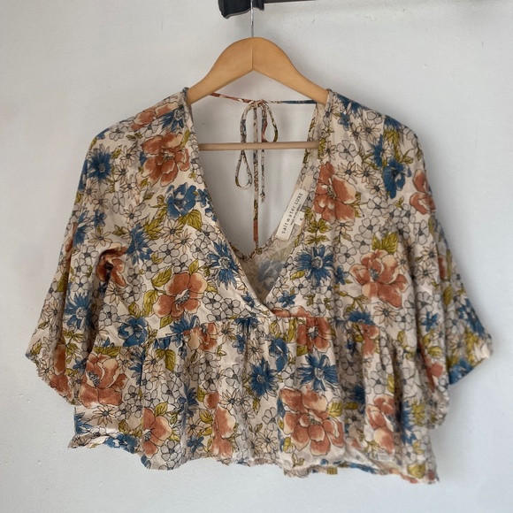 Saltwater LUXE S Floral Peplum Blouse Top - Picture 1 of 10